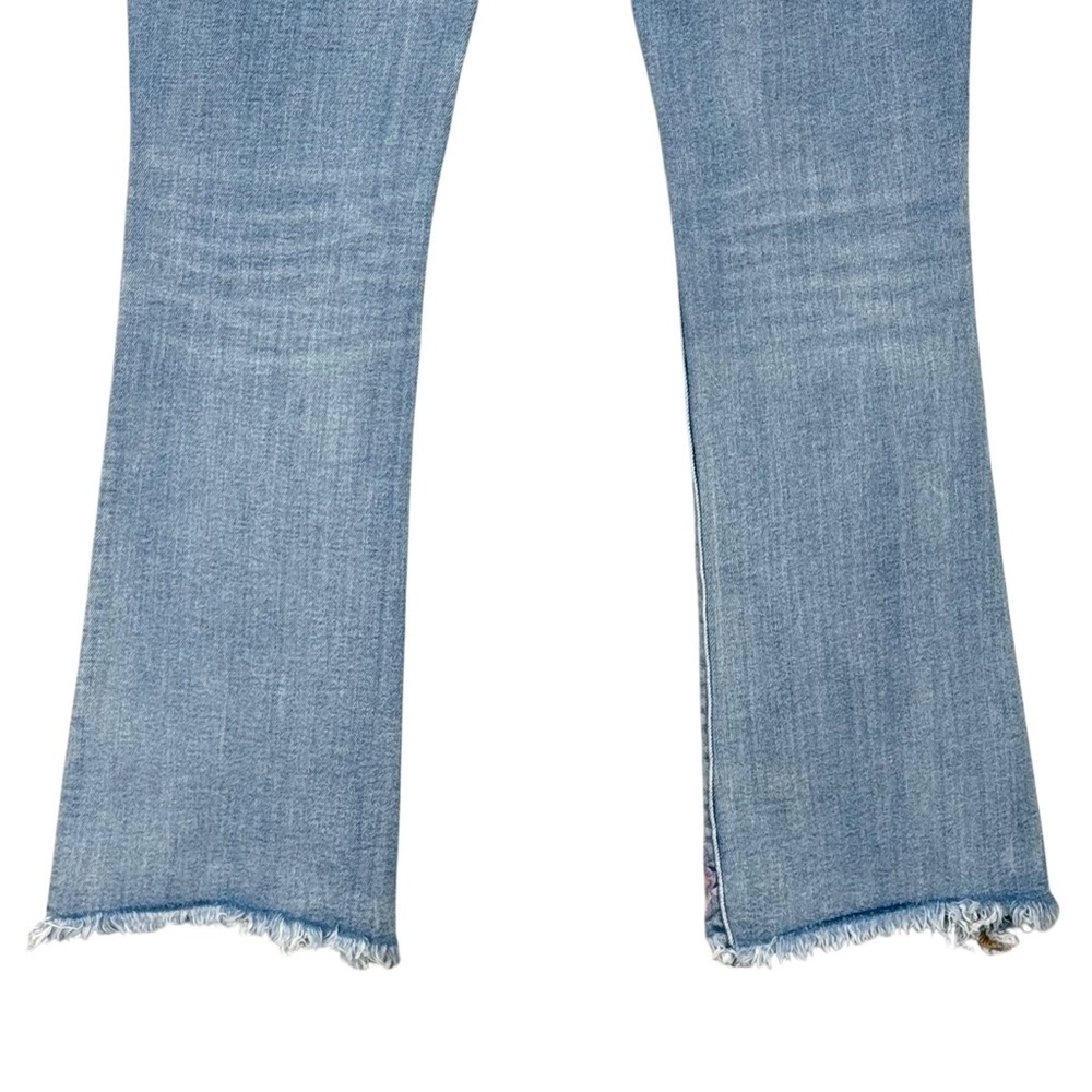 Driftwood Roxy Jeans Womens 25 Embroidered Mid Rise Kick Flare Raw Hem Stretch - Picture 6 of 7